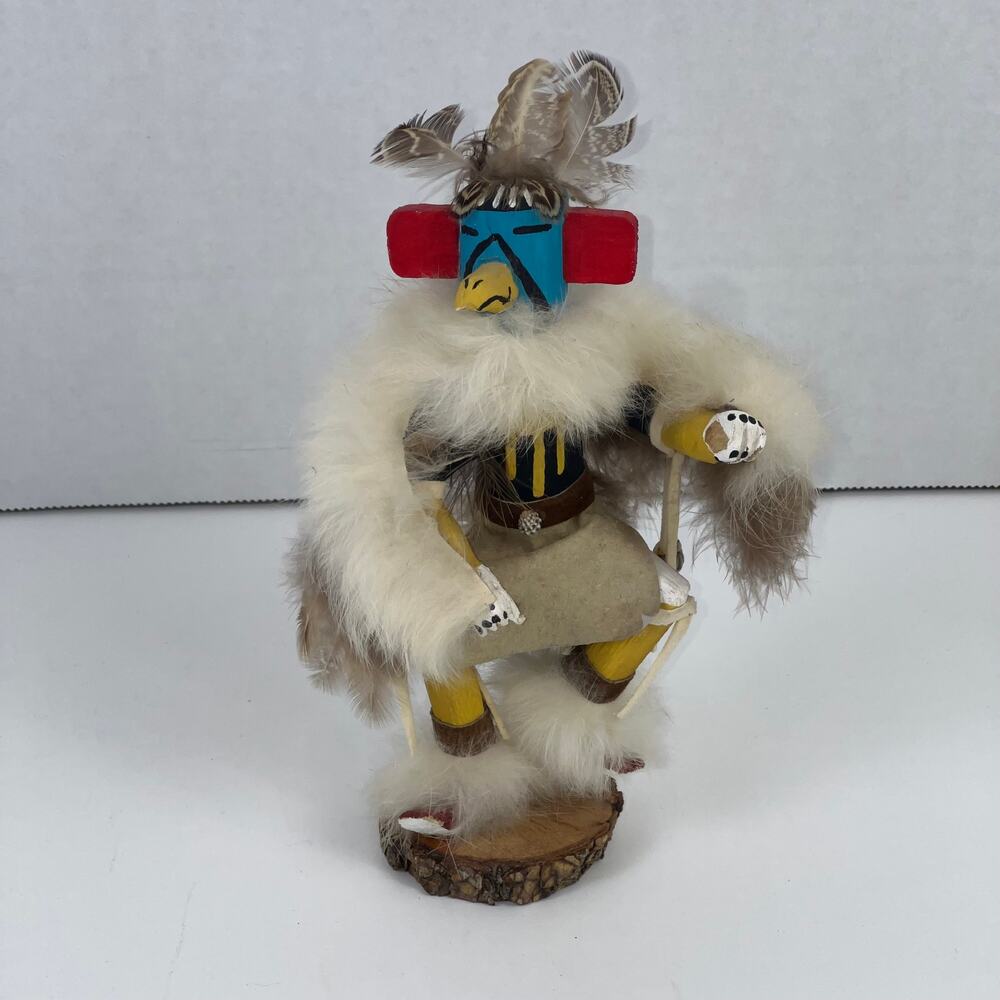 Vintage Carved Wooden And Hand Painted "Eagle" Kachina Doll Artist Signed O.R.L.